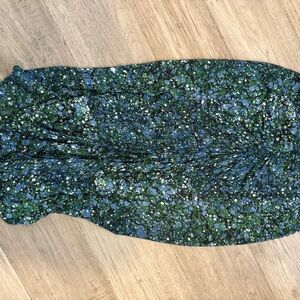 Veronica Beard Elegant Green and Blue Patterned Skirt